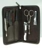 Black Calf Leather Grooming Set for Beard, Moustache, Hands and Feet